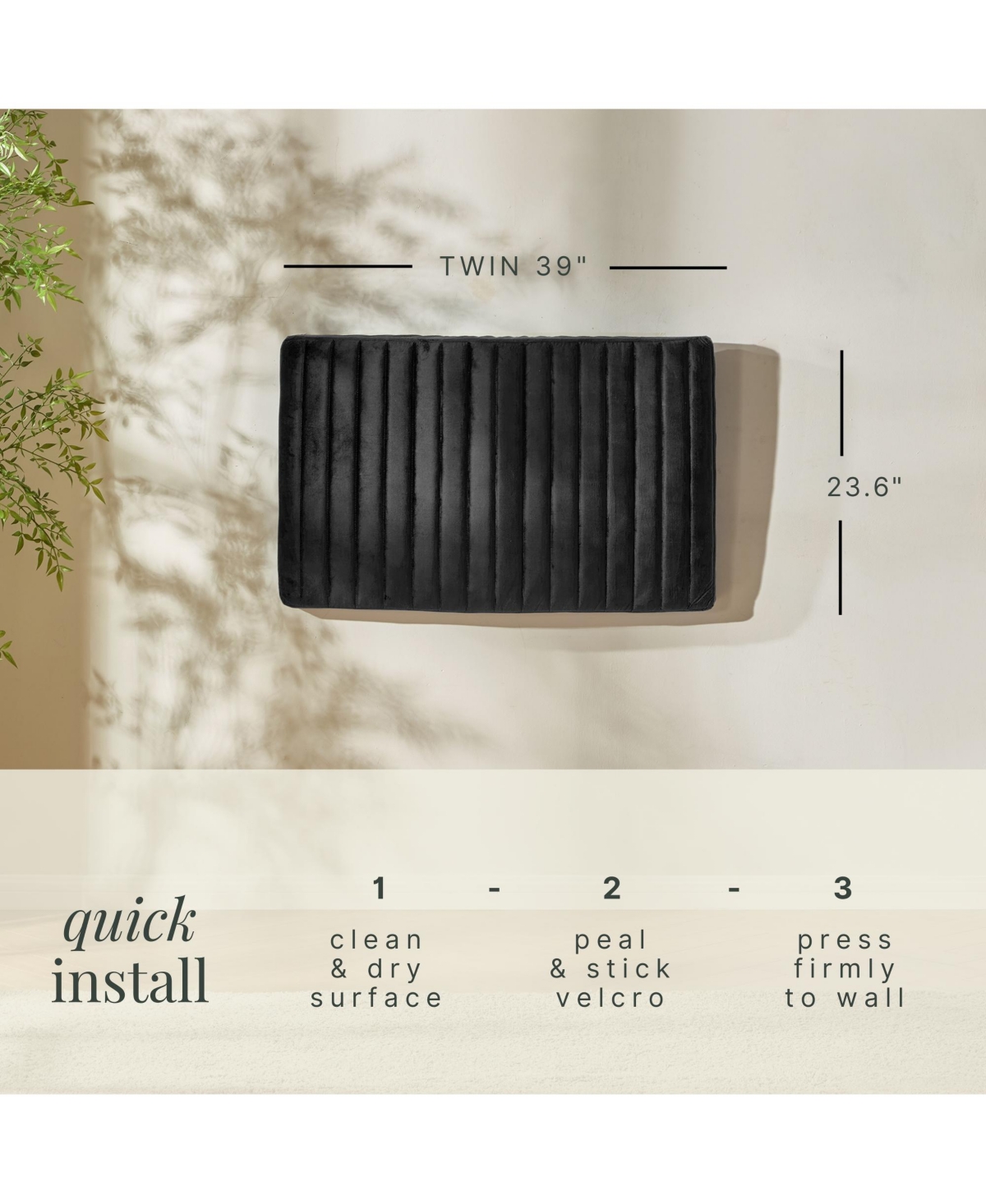 Nestl Velvet Headboard, wall mounted, peel and stick, easy assemble