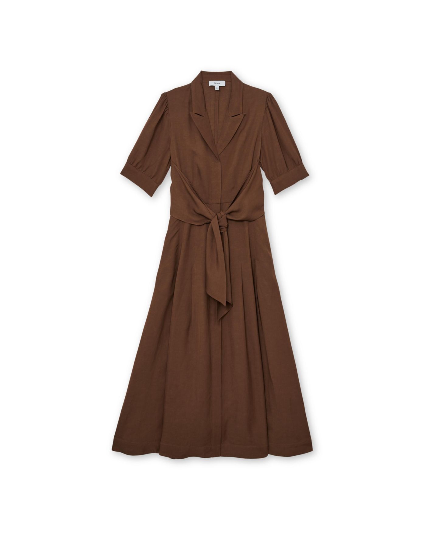 Женское платье REISS Tessera Short-Sleeve Belted Linen with Midi, цвет: Ржавый оранжевый — фото 4