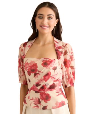 Muse Women's Pleated Square Neck Corset Top - Macy's