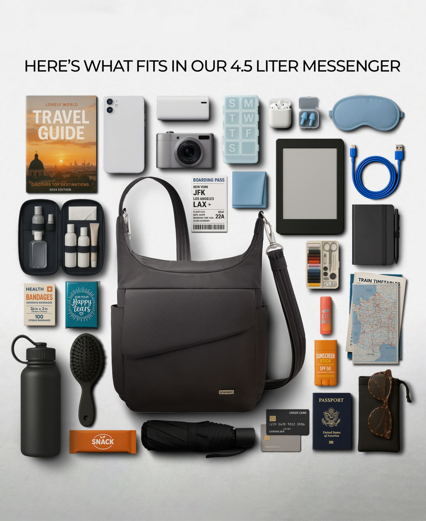 Женская сумка Travelon Anti-Theft Classic Messenger, цвет: Чёрный — фото 14