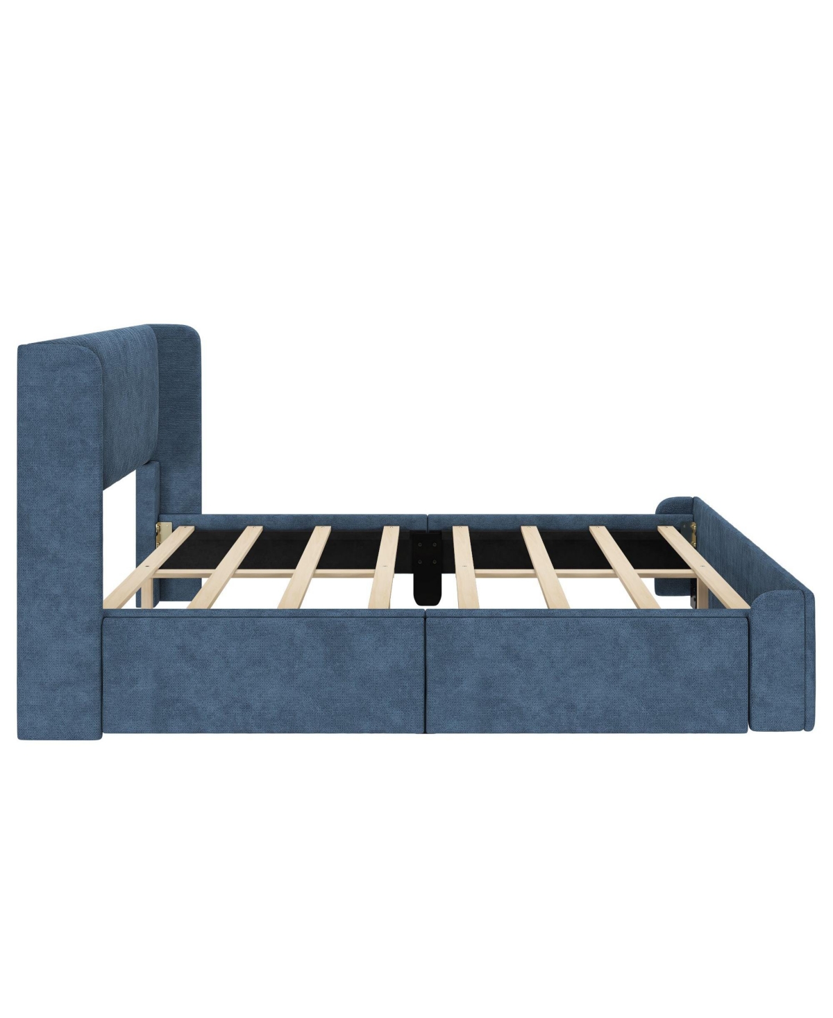 Max & Lily Full Upholstered Rectangular Headboard Platform Bed Frame with 2 Drawer Side Storage