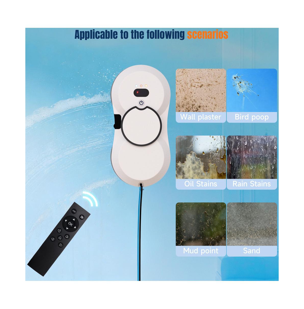 Topteng Window Cleaning Robot – 5600Pa Suction, Auto/Manual Spray Safety Rope