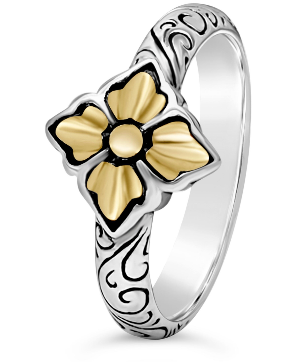 Devata Maple Leaf Ring Sterling Silver and 18K Gold Accents