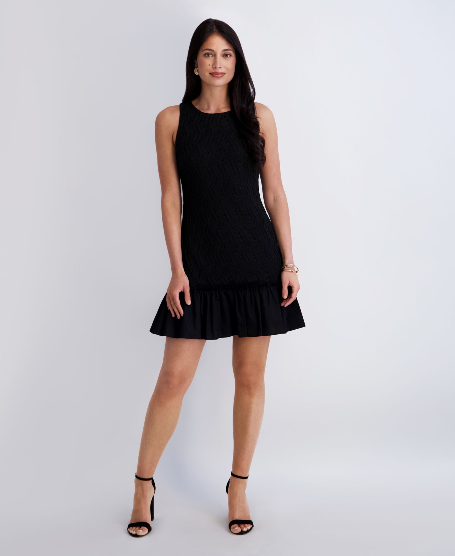 Women's Crochet Knit Crewneck Polyester Dress