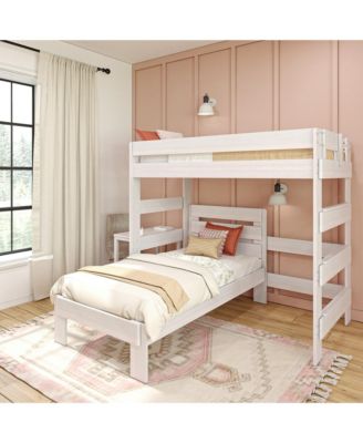 Max &bLily Farmhouse Twin over Twin L-Shaped Bunk Bed with Desk