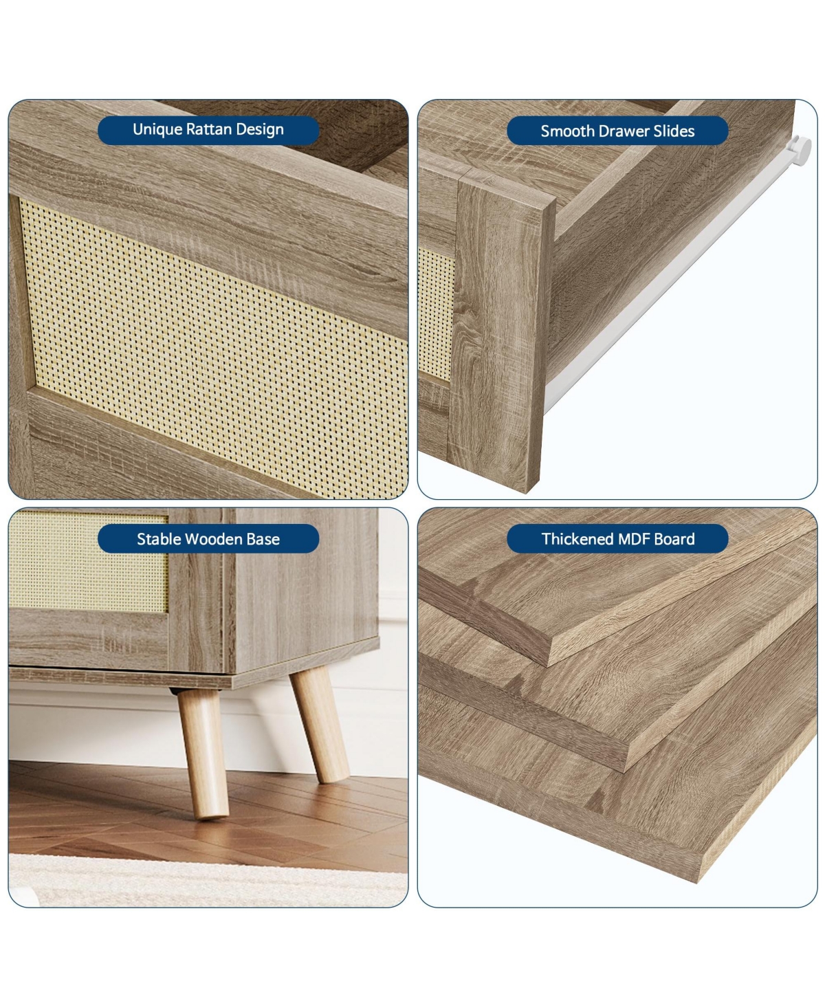 gaomon Rattan Drawer Dresser