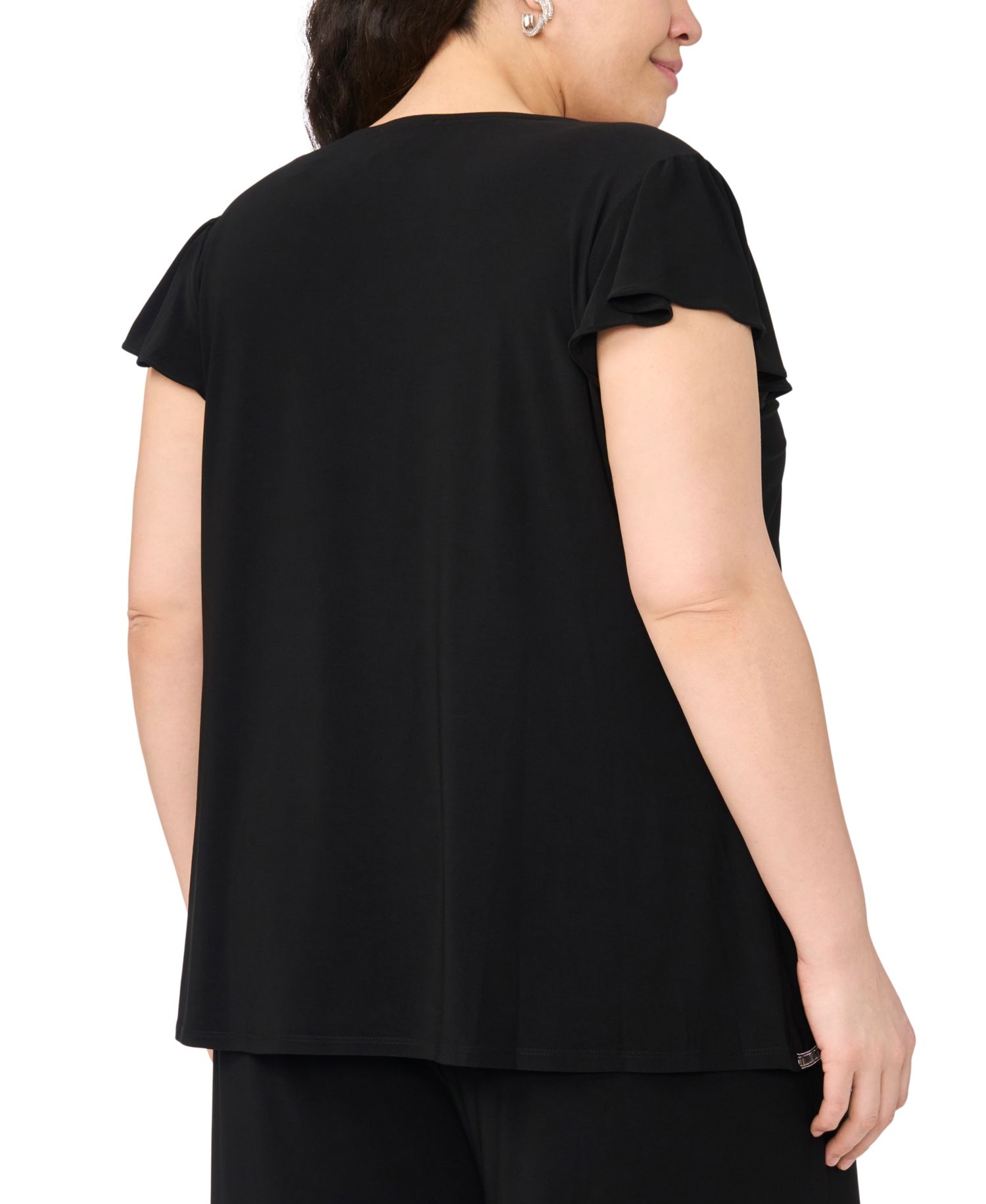 Plus Size V-Neck Short-Sleeve Top