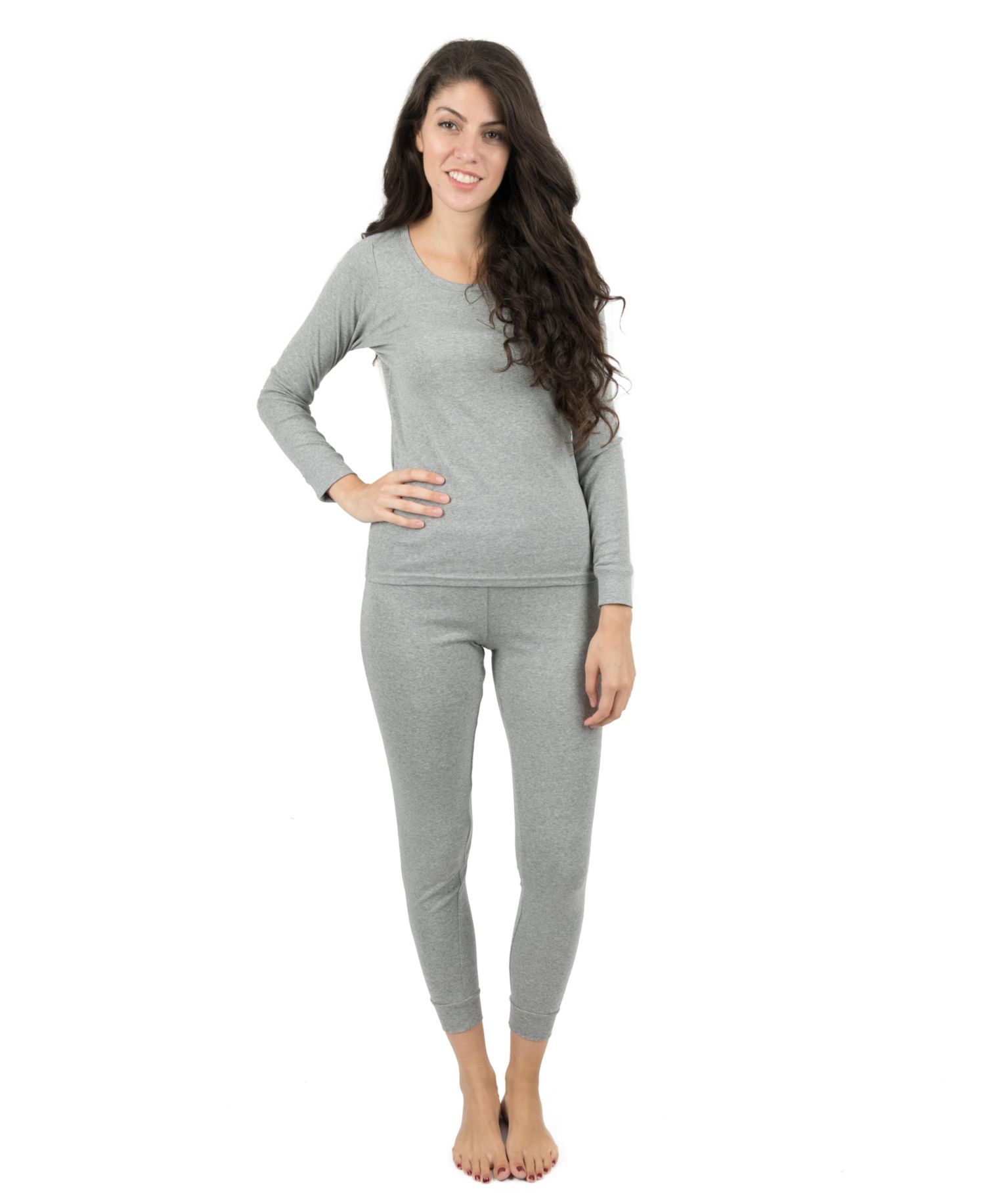 Womens Matching Family Two Piece Cotton Long Sleeve Shirt and Pants Solid Color Pajamas