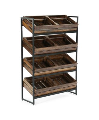 4-Tier Fruit and Vegetable Storage Basket Stand Rack, Retail Display Shelf, Large Snack Shelf