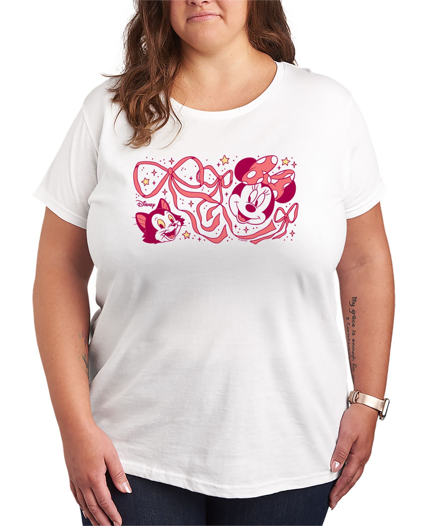Plus Size Disney Minnie Figaro Bow Short-Sleeve Graphic T-Shirt