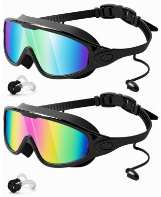 2 Pack Swim Goggles Wide View Anti Fog UV No Leaking Adult child