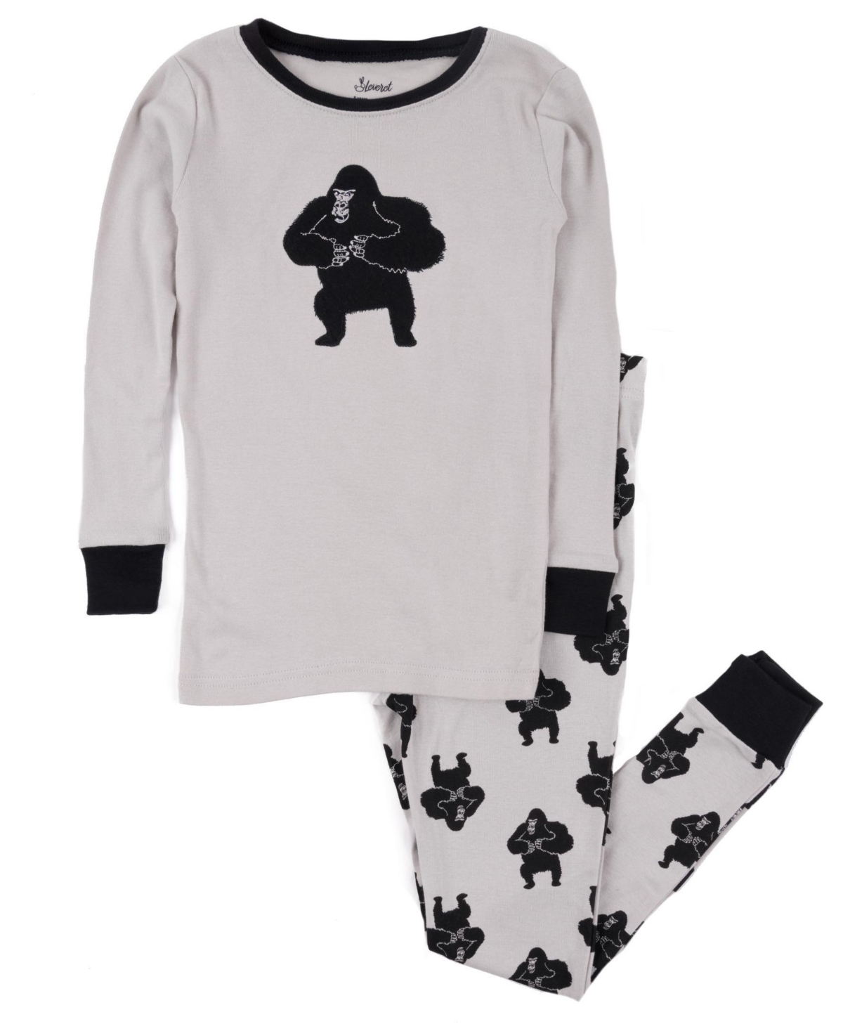Leveret Toddler Matching Family Two-Piece Cotton Long Sleeve Shirt and Pants Pajama Set - Cozy Critters (2T-5T) - Gorilla light grey