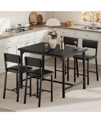 5-Piece 4-Person Dining Table Set with Footrest