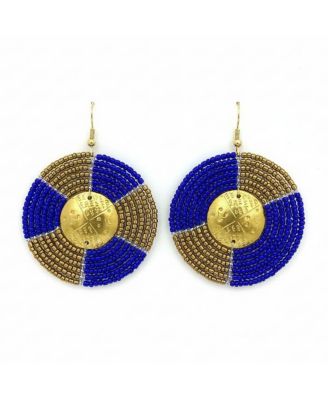 Kendi Amani Sanaa African Beaded Earrings Handcrafted Kenyan Statement Jewelry - Royal blue 25$