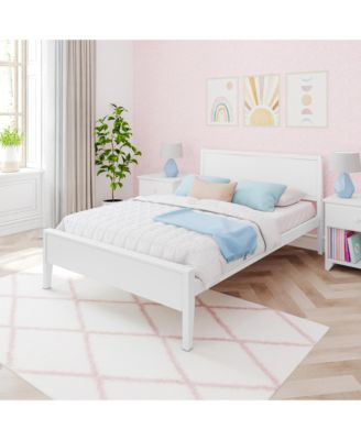 Max and Lily Full Size Bed Frame with Headboard, Solid Wood Platform Bed for Kids, Pecan