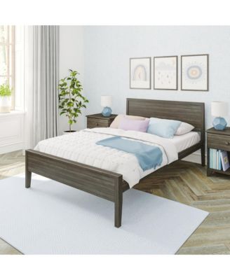 Max and Lily Full Size Bed Frame with Headboard, Solid Wood Platform Bed for Kids, Pecan