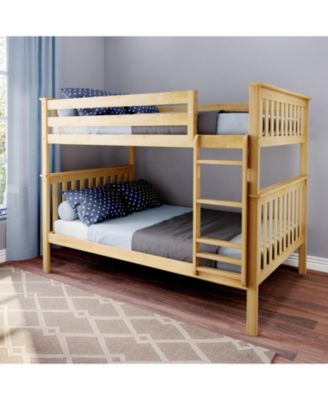 Max and Lily Full over Full Bunk Bed for Kids, Solid Wood Platform Bed, No Box Spring Needed