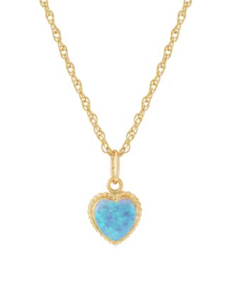 Created White Opal (6mm) Heart Pendant Necklace in 10k Yellow Gold (Also Available in Pink Opal & Blue Opal)