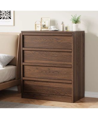4 Drawer Nightstand for Bedroom, 39" Tall End Side Table with Large Storage and Anti-Tip Design