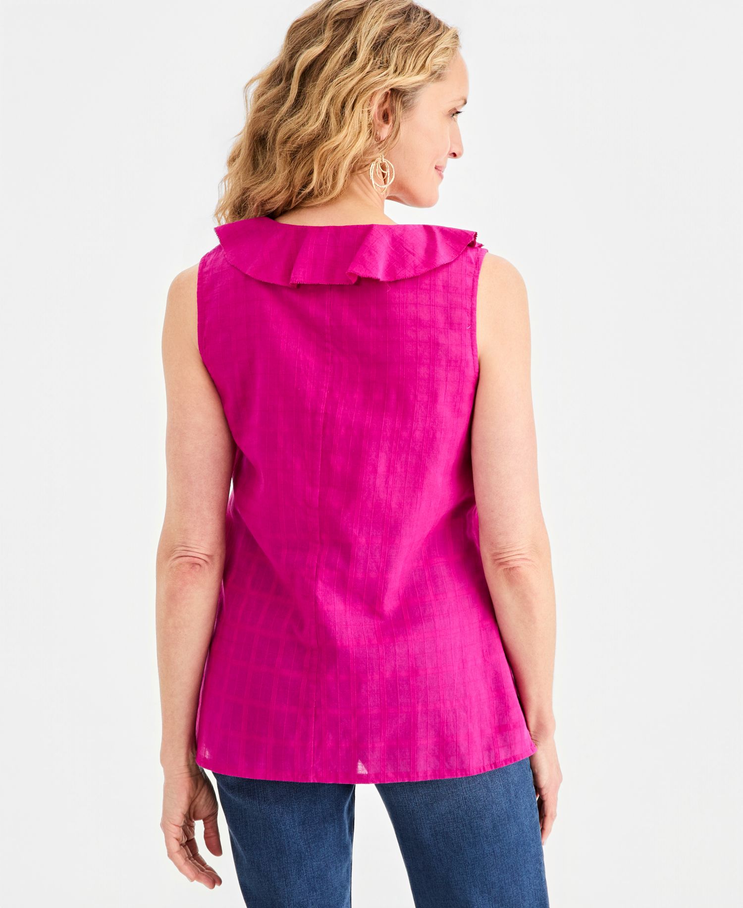 Petite Cotton Sleeveless V-Neck Top