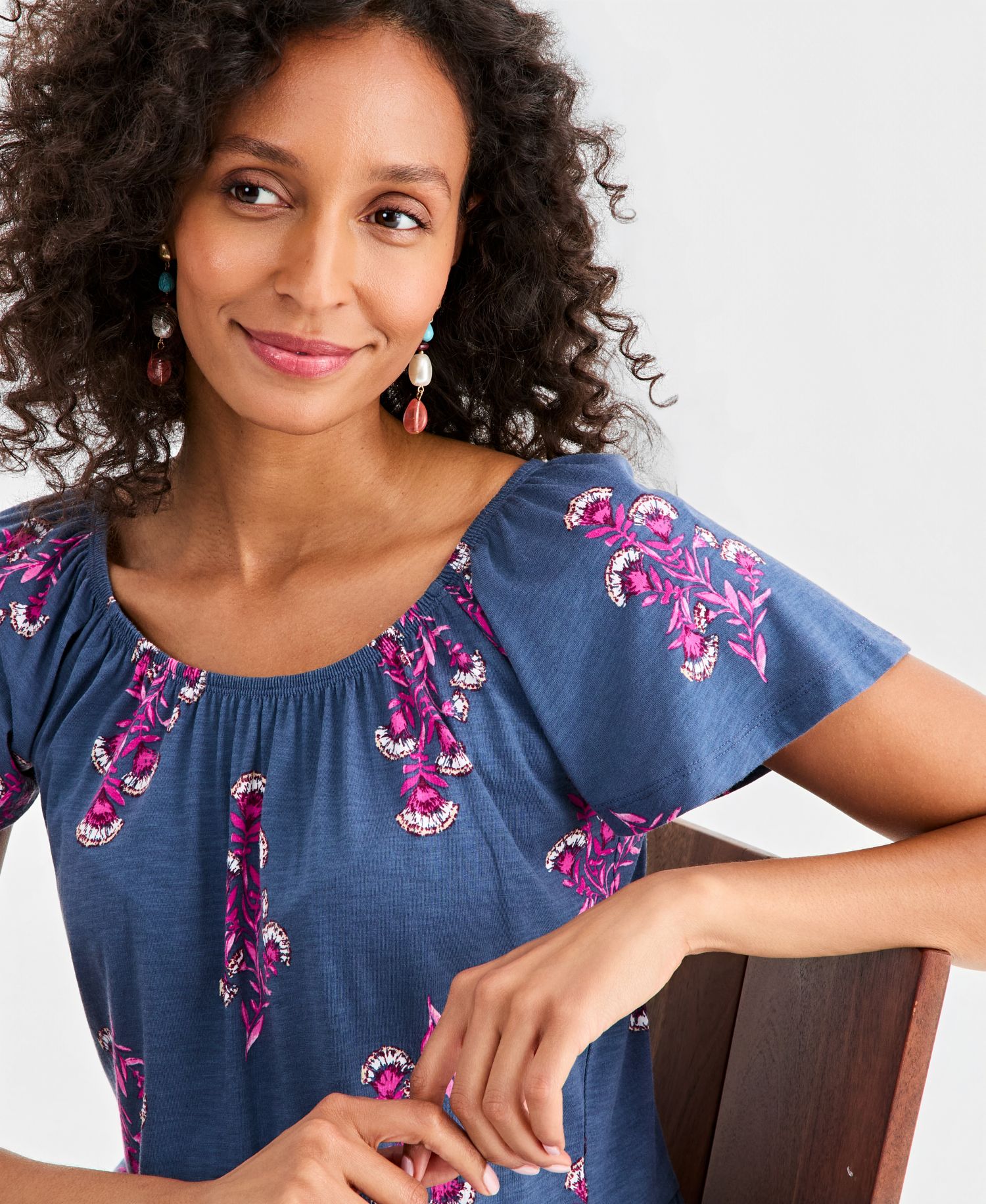 Petite Floral Print Peplum Top