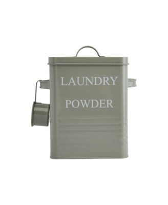 Storied Home Metal Laundry Powder Container with Lid and Scoop, Grey