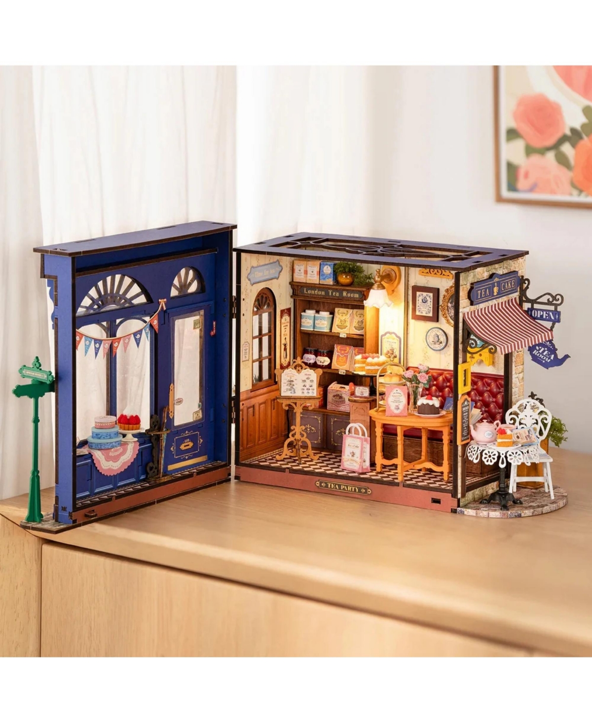 Robotime Dollhouses, Diy Miniature Dollhouse with Leisure Time Tea Theme, Gift for Adult Kids, 9.45"6.1"7.09