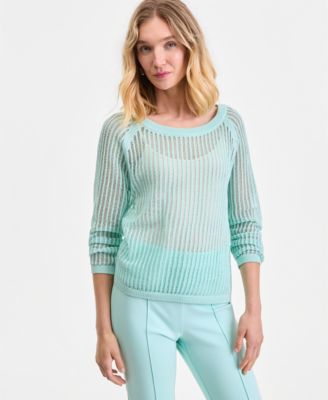 Women's Open Weave Boat-Neck Sweater