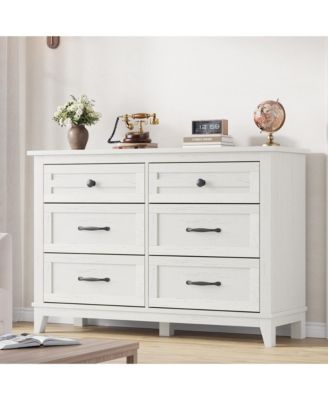 6 Drawer Dresser for Bedroom, 47" Wide Wooden Storage Chest, Freestanding Closet Organizer
