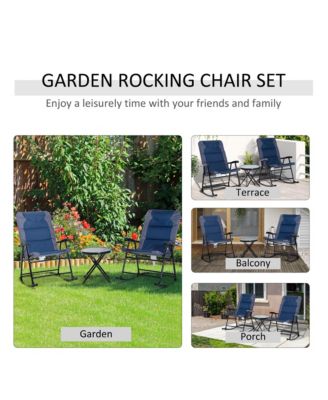 3PC Folding Outdoor Furniture Set, Rocking Chairs, Table,