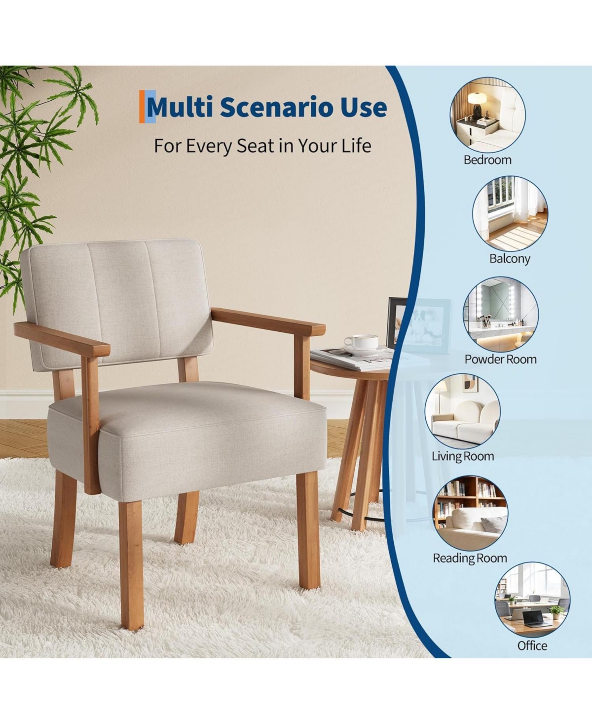 gaomon Set of 2 Mid Century Modern Accent Chairs