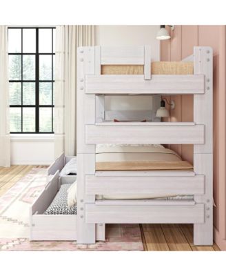 Max and Lily Solid Wood Modern Farmhouse Farmhouse Twin/Twin Bunk Bed with Storage Drawers