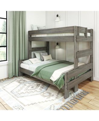Max and Lily Bunk Bed Twin over Full Size, Modern Farmhouse Solid Wood Bunk Beds for Kids