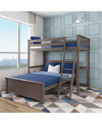  Solid Wood L-Shaped Bunk Bed, Twin over Full with Ladder for Kids,
