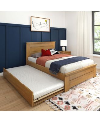 Max and Lily Full Size Bed Frame with Trundle, Solid Wood Platform Bed