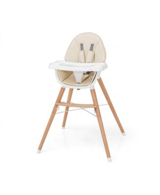 Baby Wooden High Chair with 4-Level Dishwasher Safe Tray