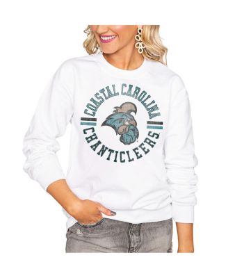 Women's White Coastal Carolina Chanticleers Oversized Days Perfect Crew Sweatshirt