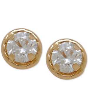 image of Children-s Round Crystal Stud Earrings in 14k Gold