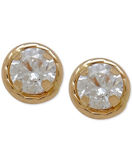 Macy's Children's Round Crystal Stud Earrings in 14k Gold & Reviews Earrings Jewelry