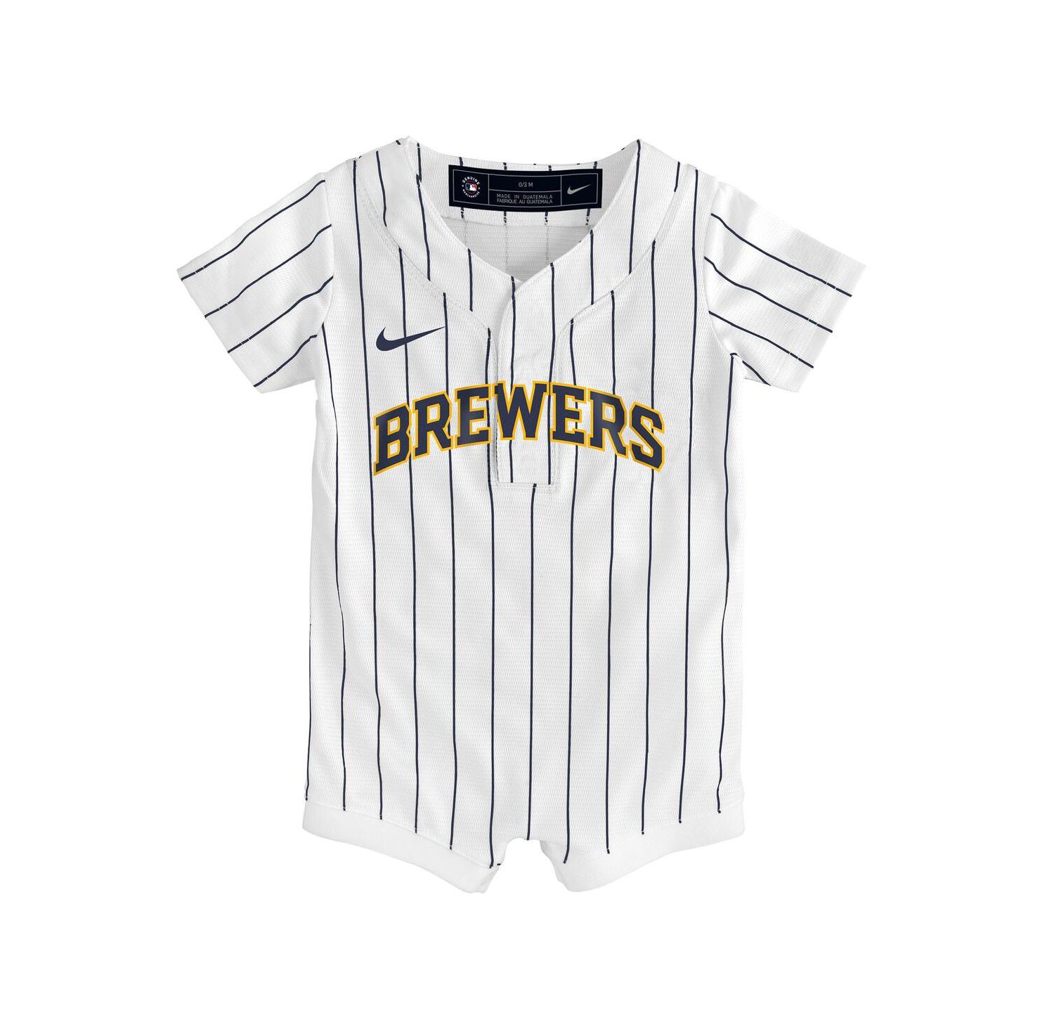 Baby Boys and Girls White Milwaukee Brewers Alternate Replica Romper Jersey