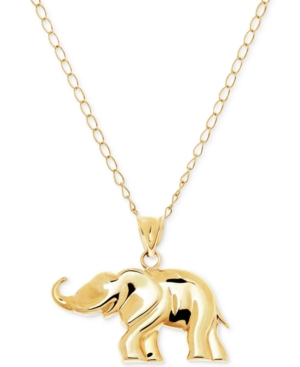 image of Elephant Pendant Necklace in 10k Gold