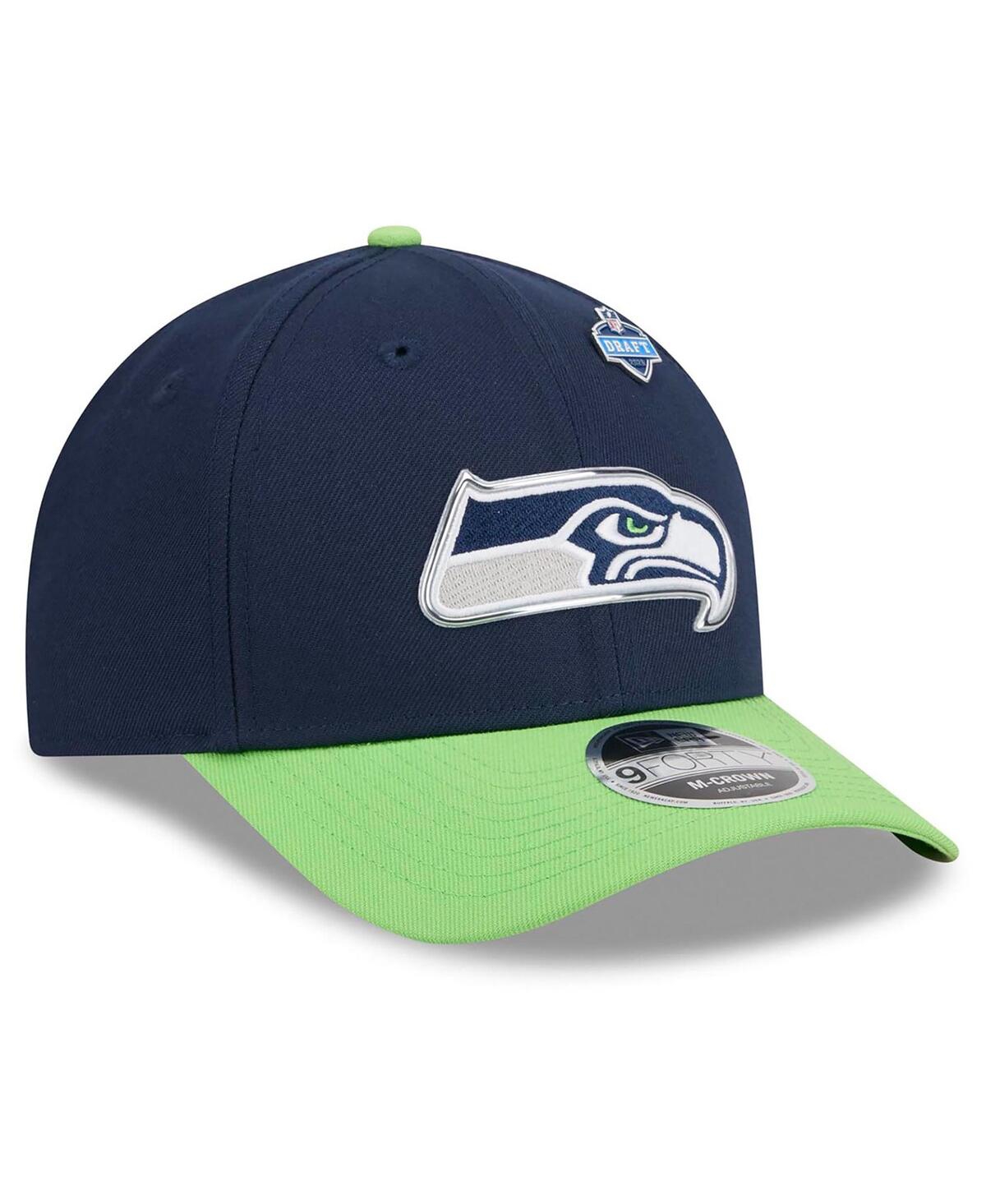 New Era Men's College Navy/Neon Green Seattle Seahawks 2026 Nfl Draft 9FORTY M-Crown Adjustable Hat