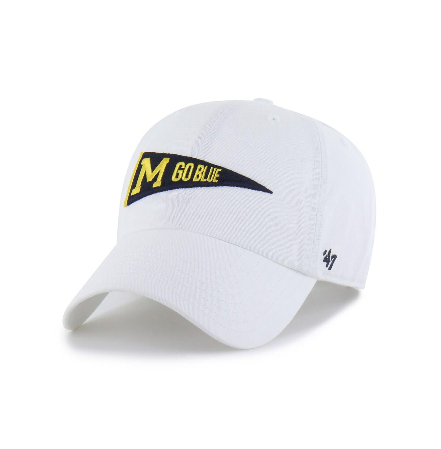 Мужская кепка '47 Brand White Michigan Wolverines Vault Clean Up Adjustable Hat — фото 1