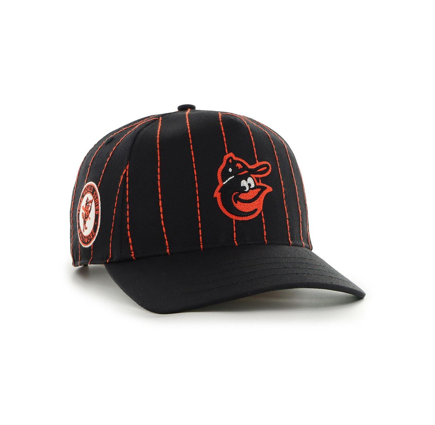 x Rawlings Men's Black Baltimore Orioles Pinstripe Hitch Adjustable Hat