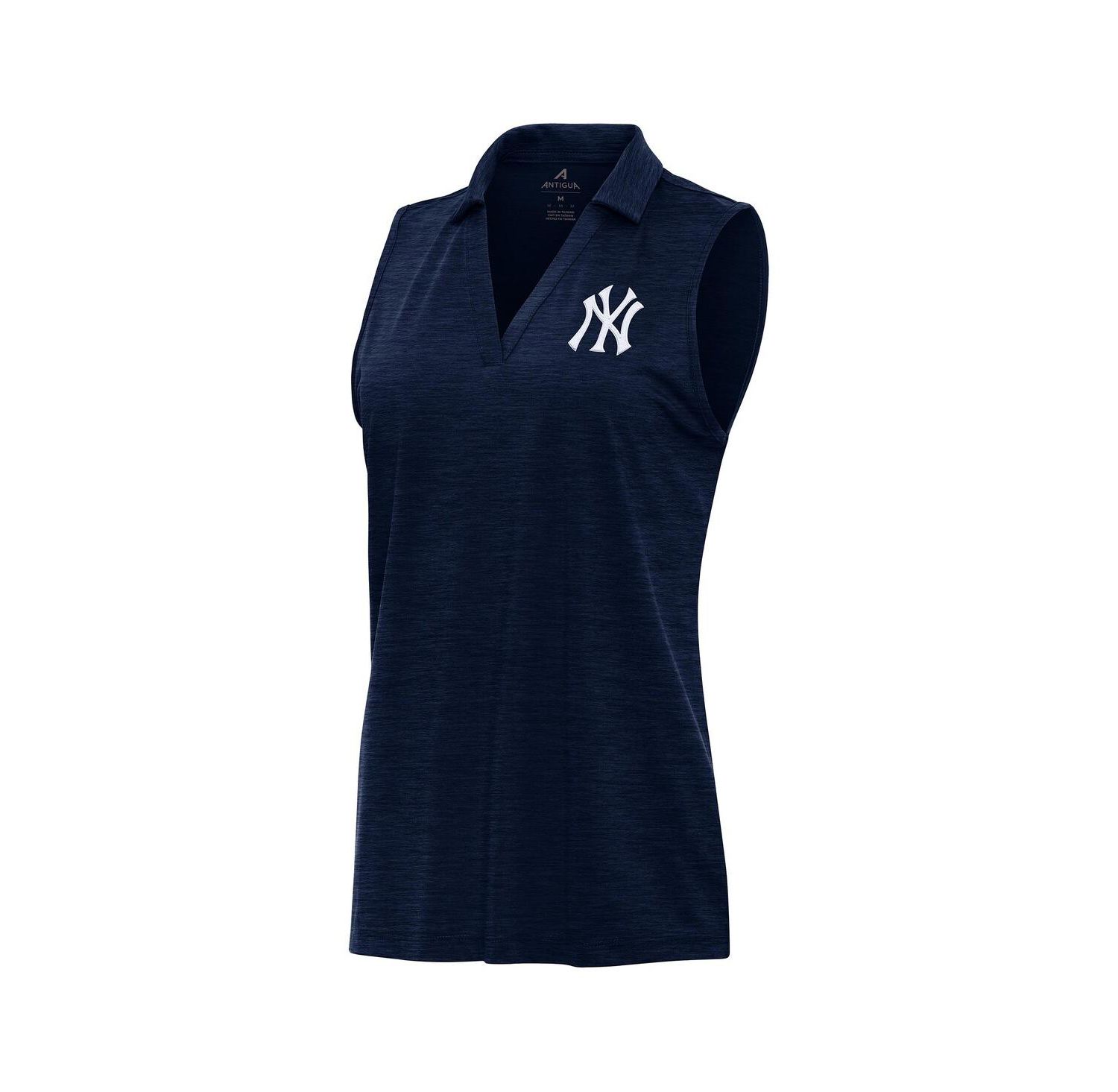 Women's Heather Navy New York Yankees Layout Sleeveless Polo Shirt