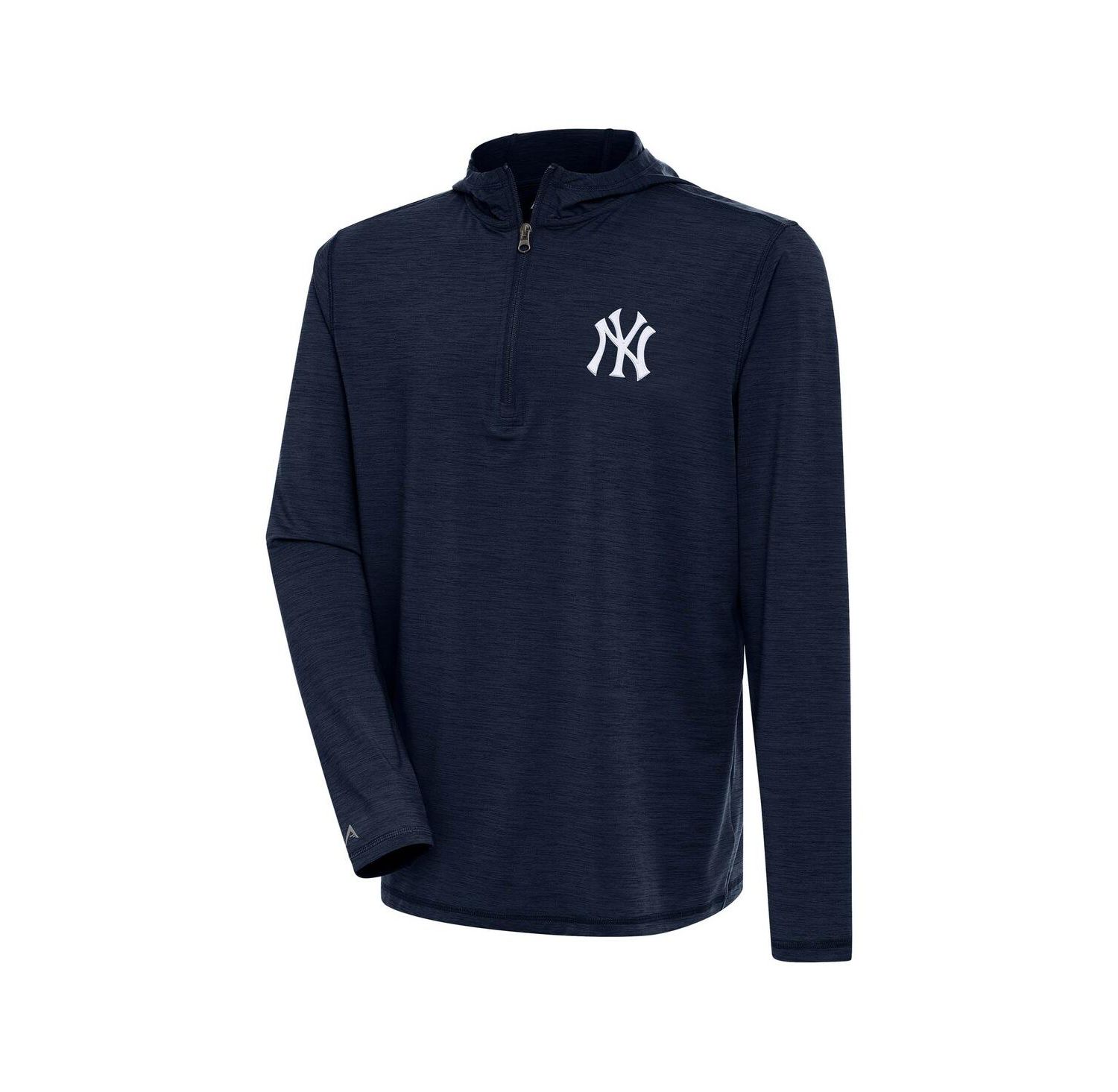Men's Heather Navy New York Yankees Tidy Quarter-Zip Hoodie