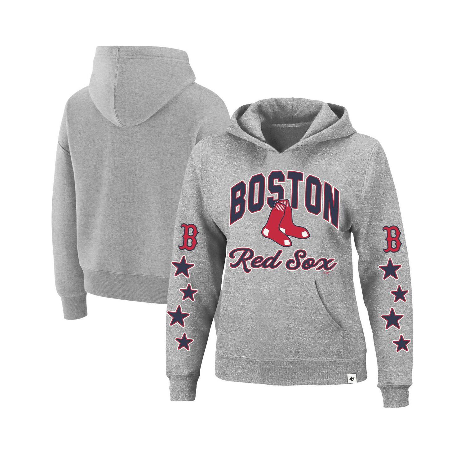 Women's Heather Gray Boston Red Sox Plus Size Starry Eye Hoodie