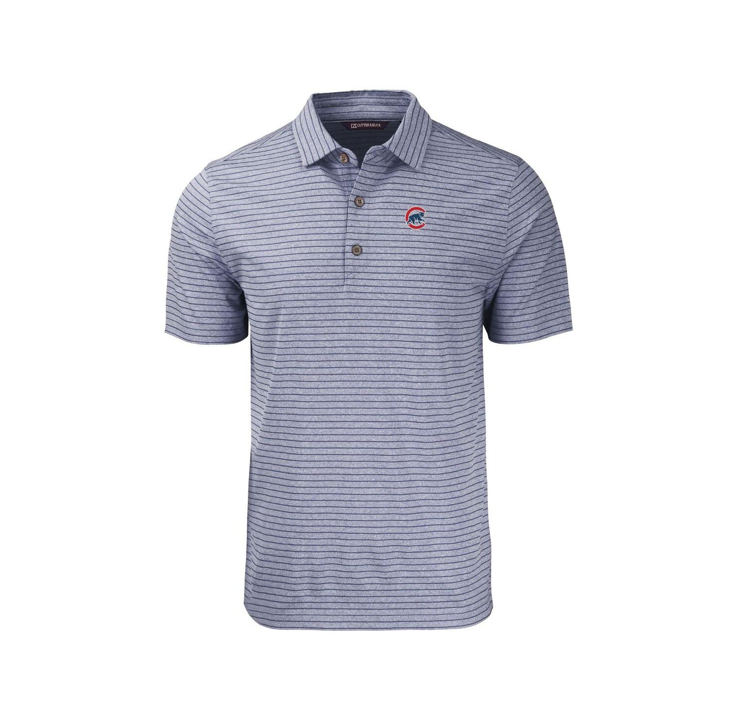 Men's Heather Navy Chicago Cubs Forge Eco Heathered Stripe Stretch Polo Shirt