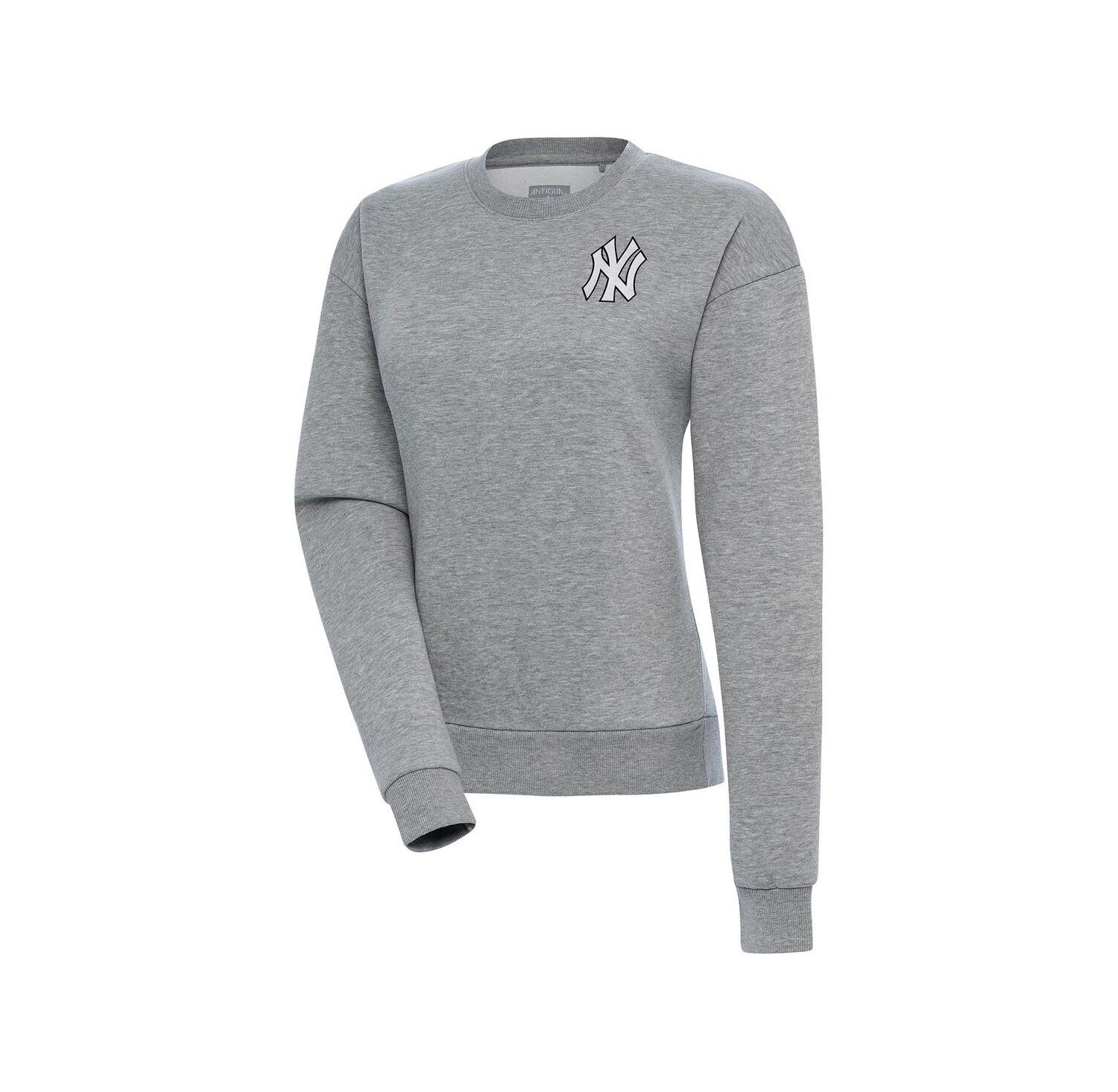Women's Heather Gray New York Yankees Brushed Metallic Victory Pullover Sweatshirt