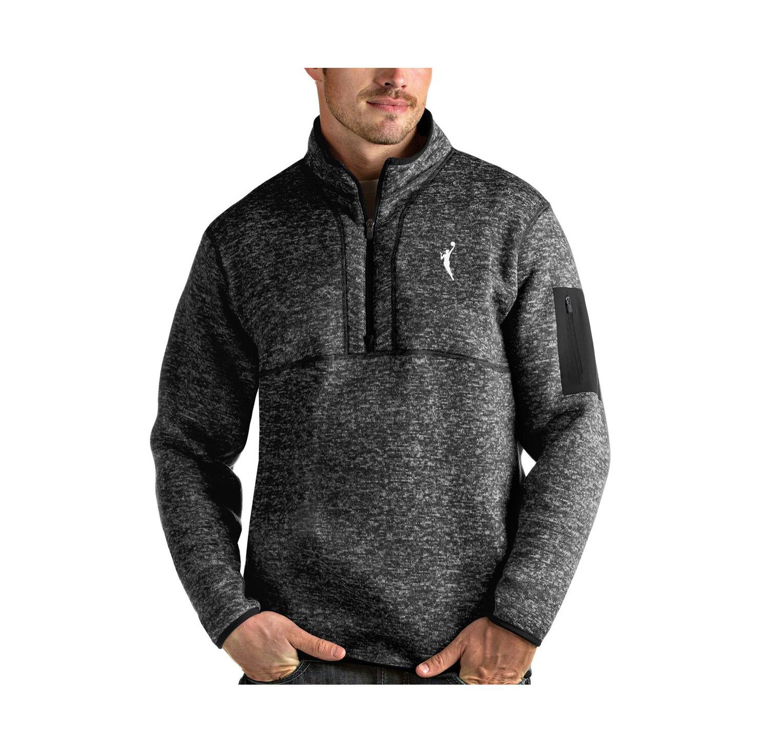 Men's Heather Black WNBA Logo Fortune Quarter-Zip Pullover Jacket